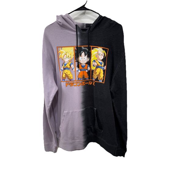 Dragon Ball Z Size Large Hoodie Pullover Charcoal/Purple cotton/polyester Grunge - Picture 1 of 7